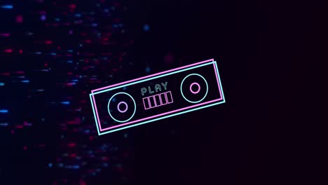 Animation-of-retro-radio-over-black-background-with-dots