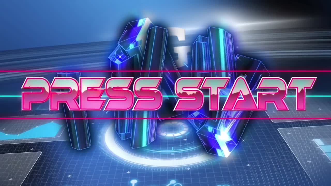 블록으로 디지털 추상 공간에서 프레스 시작의 애니메이션