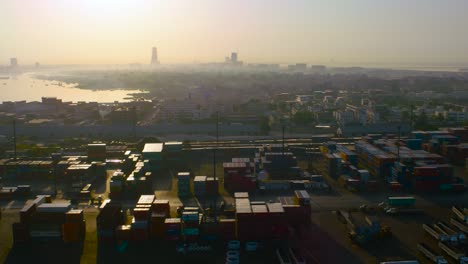 a port and aerial view