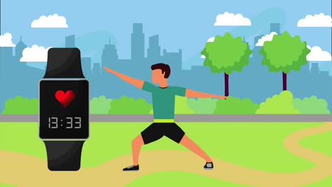 healthy lifestyle with smartwatch and athlete