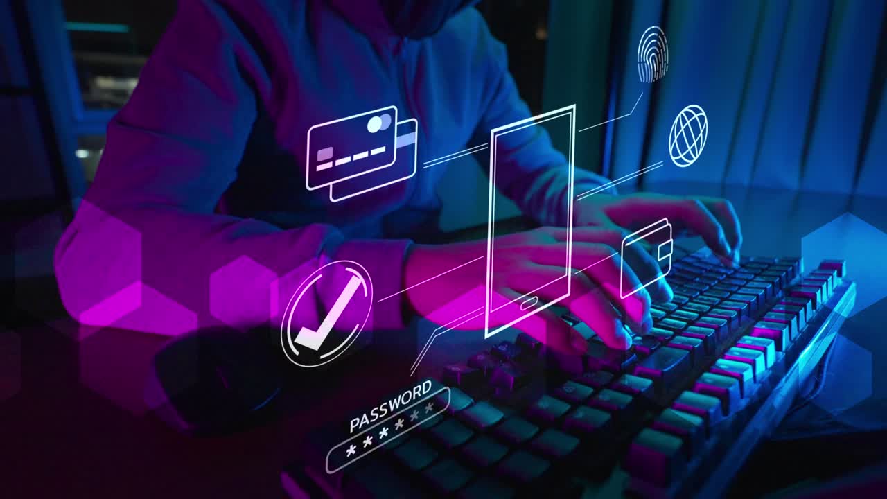 Secure payment online shopping digital wallet, mobile wallet safety, business man with computer VPN virtual private network internet cyber security cyber crime protection.