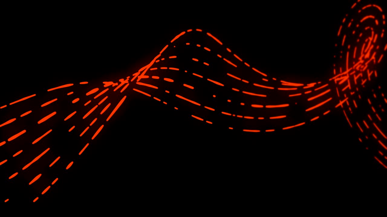추상적인 네온 밝은 깨진 선 배경 루프 오렌지 검은