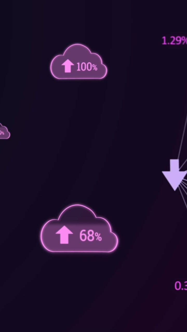 Globo di frecce su sfondo di icona di nuvole multiple con percentuale in aumento