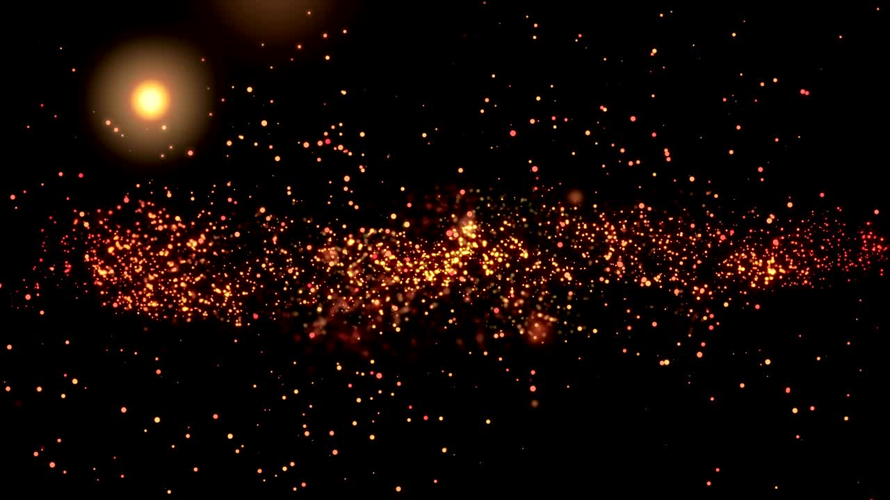 검은색 배경에 황금색 콘페티 보케 조명