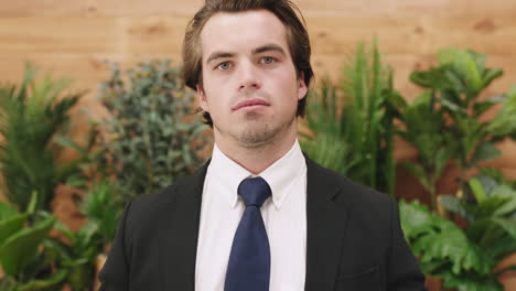 businessman, face and formal suit in cafe