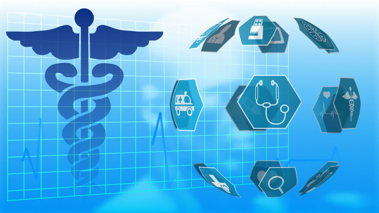 의료 아이콘과 바이너리 코드