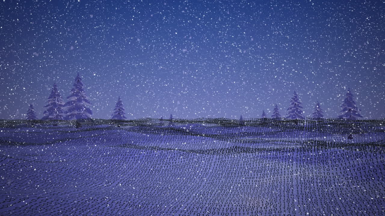 눈이 내리는 겨울 풍경의 애니메이션