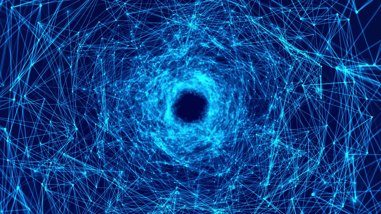 4K Global Network connection structure Loop Technology Tunnel, high tech lines Backgrounds.