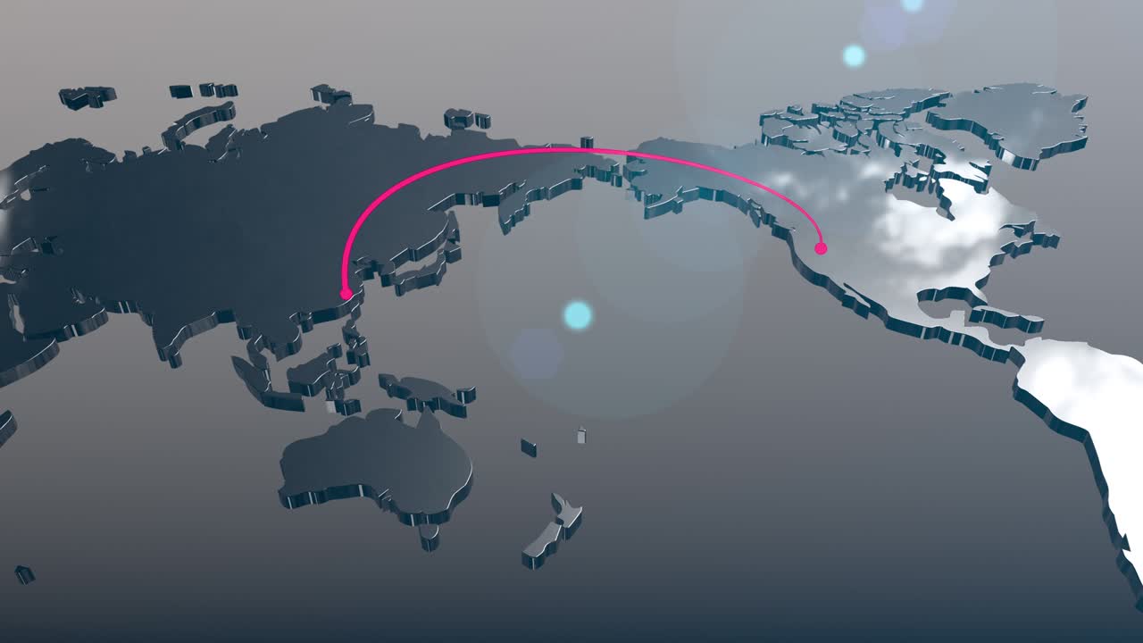 중국과 미국의 연결 세계 지도 애니메이션