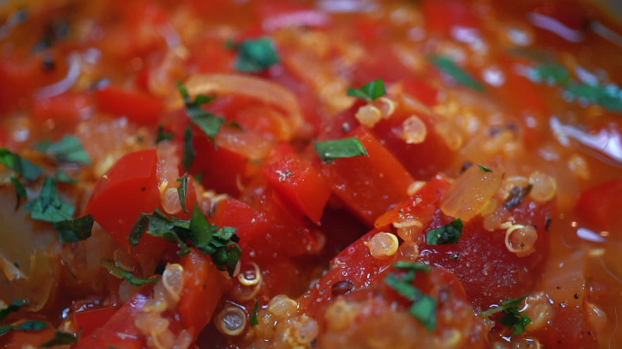 Macro view of Turkish soup and all its fresh ingredients isolated