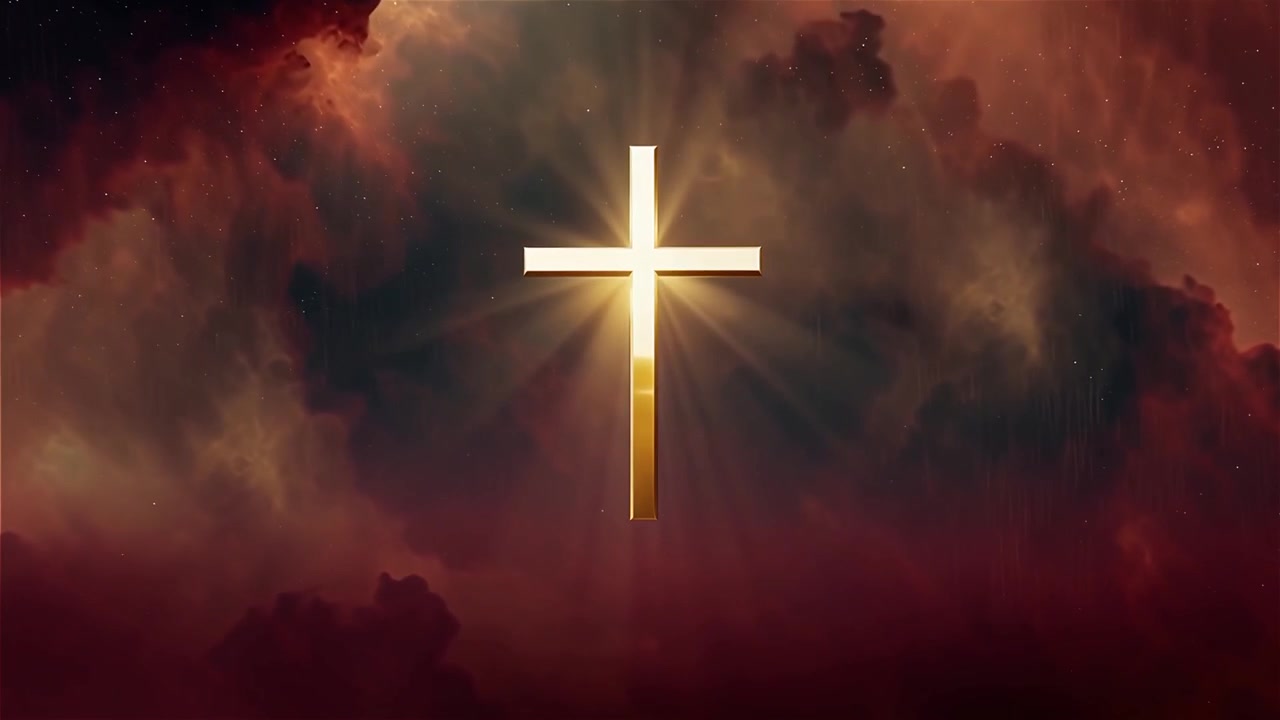 Croce Cristiana Luce Celestiale Sfondo per il Culto.