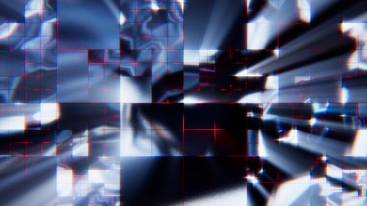 Abstract digital glitch background with glowing red grid lines