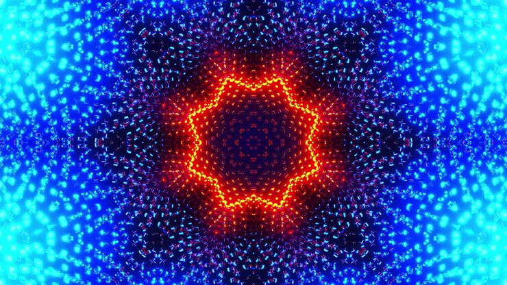 Red and blue abstract pattern. Kaleidoscope VJ loop