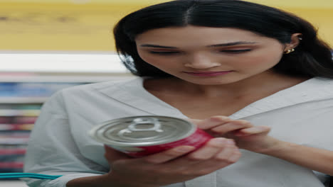 woman shopping for canned goods