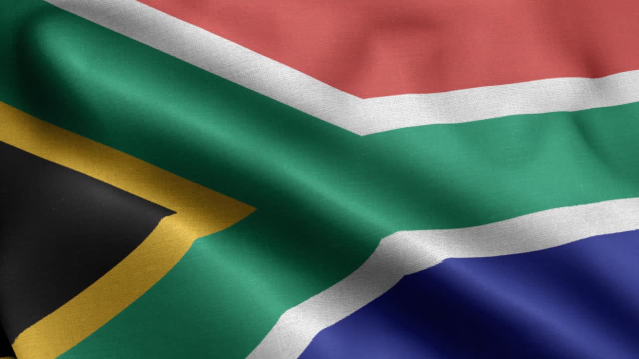 남아 프리 카 공화국의 근접 촬영 흔들며 루프 4k 국기