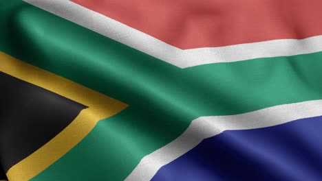 closeup waving loop 4k national flag of south africa