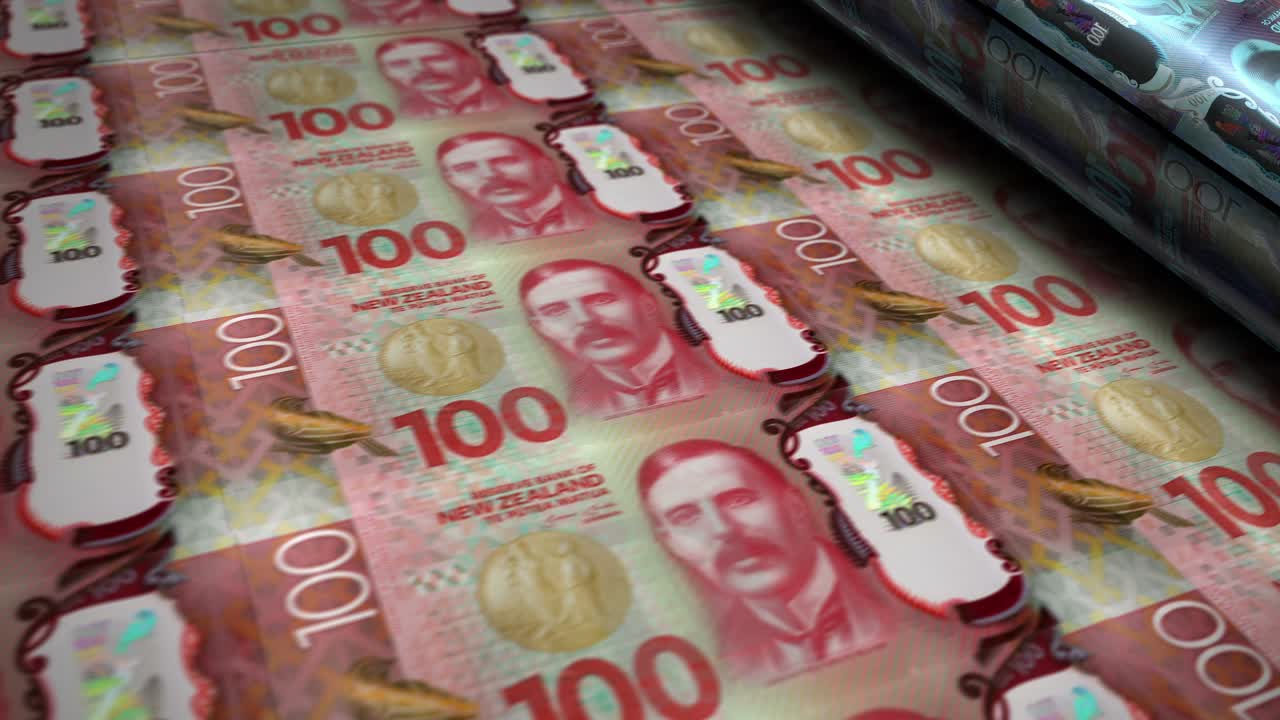 뉴질랜드 달러 지폐는 완벽한 루프로 포장되어 있습니다.