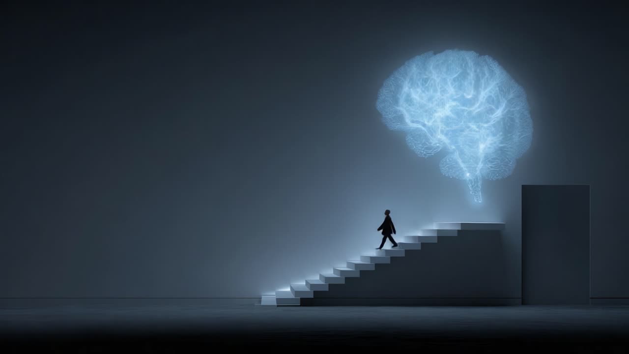A Contemplative Journey: Meditative Steps Towards Enlightenment with a Symbolic Brain Representation in a Minimalist Setting of Light and Shadows