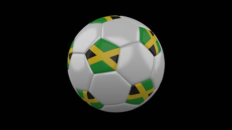 pelota de fútbol con bandera de jamaica, 4k con alfa, bucle