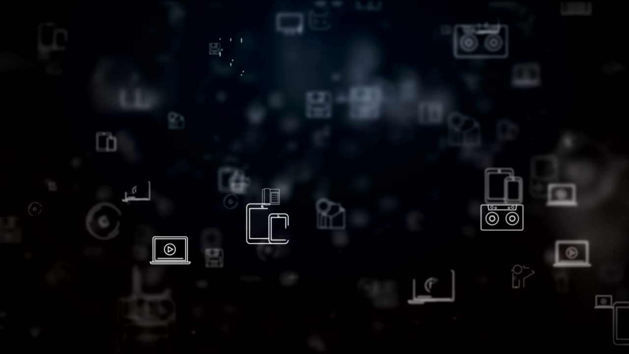 Sfondo con icone tecnologiche animate in loop