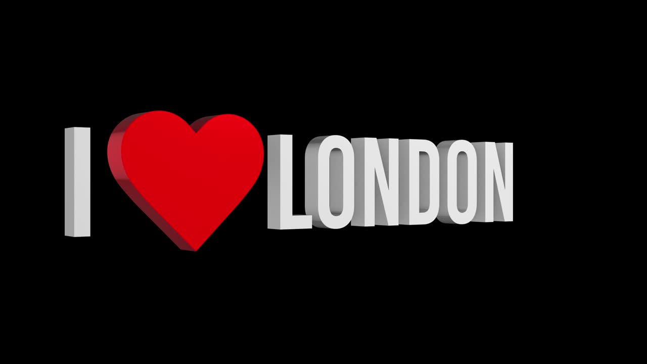 나는 런던을 사랑한다: 텍스트와 심장 3d - 알파 채널