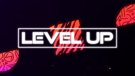 animation vintage video game screen with words level up written