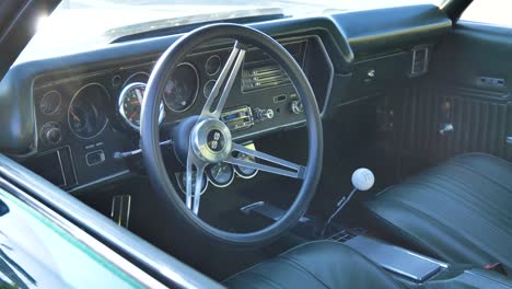 Interior-Del-Muscle-Car-De-Los-Años-70-1970-Chevrolet-Ss,-Interior-Del-Coche,-Coche-Clásico,-Coche-Americano