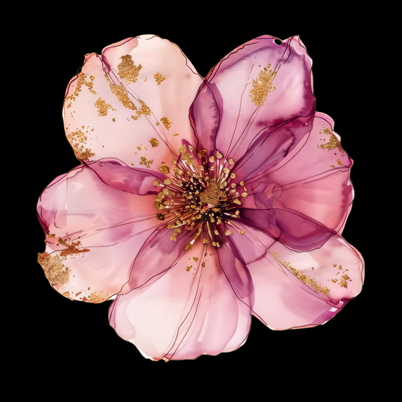 Elegant watercolor floral animation isolated asset, transparent 4K video, alpha channel, ProRes 4444