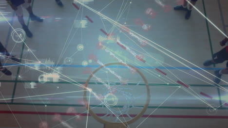 animation of network of connections over basketball players