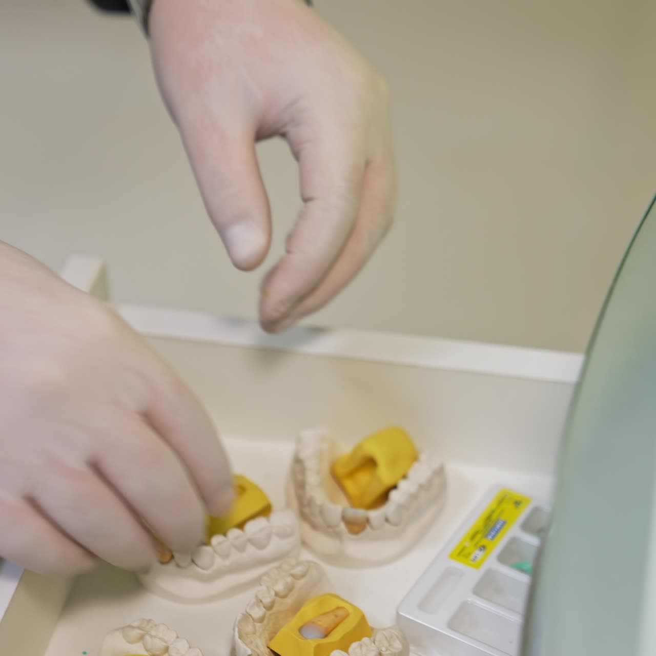 Close up view of dentistry hospital tools. Dental healthcare treatment