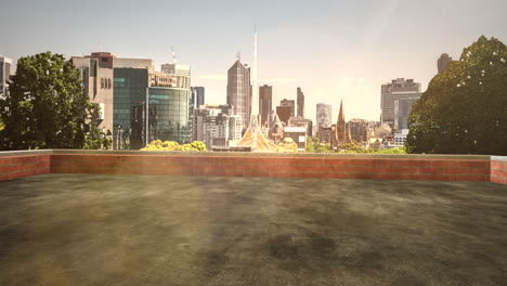 summer landscape with modern buildings from roof