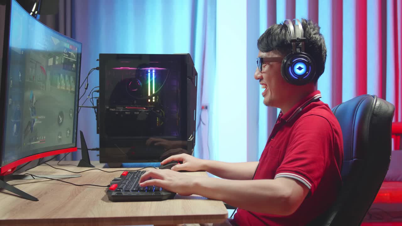 Gamer enjoying a video game session