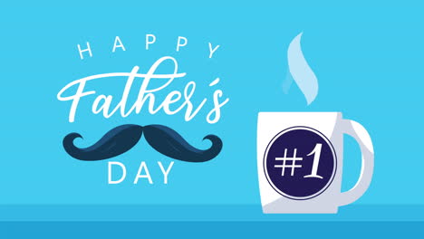 happy fathers day lettering with coffee cup