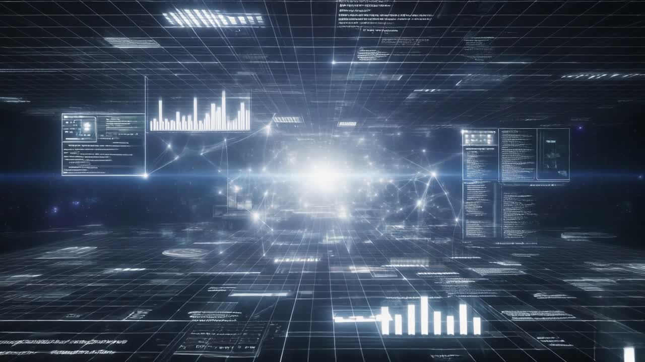High-Tech Digital Data Network with Glowing Connections