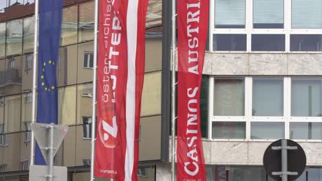 casinos austria headquater flags with logo close up