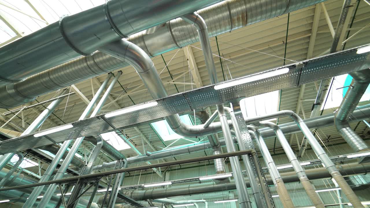 Ventilation ducts. Modern industrial factory