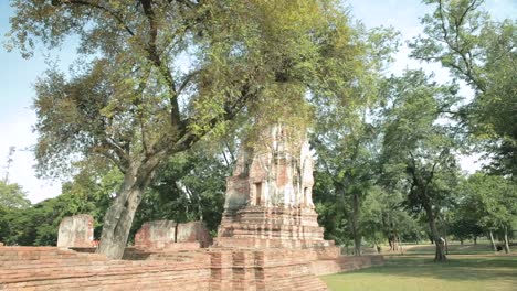 old temples in ruins at ayutthaya's national park in thailand