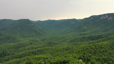 flying over appalachian mountain range with rainy sky