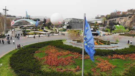 europe union flag in park in tbilisi