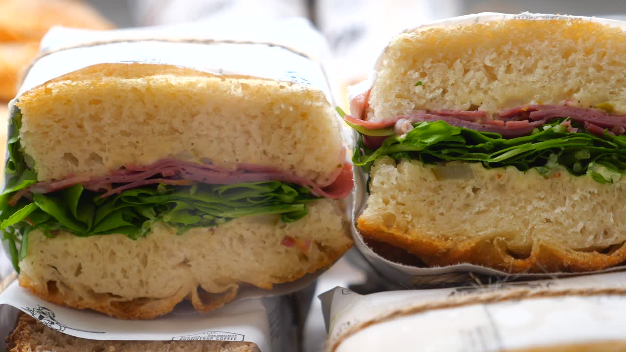 맛있는 샌드위치의 클로즈업