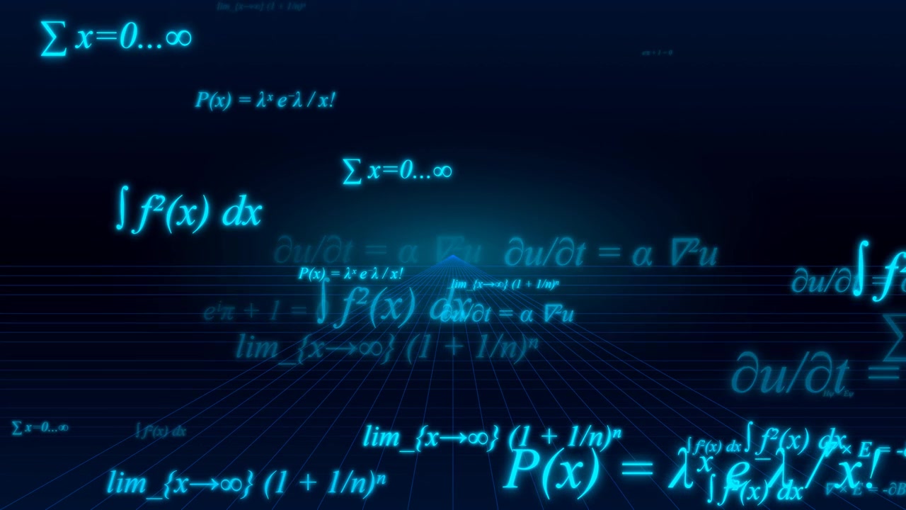 Floating Mathematical Formulas and Equations on Digital Grid Background