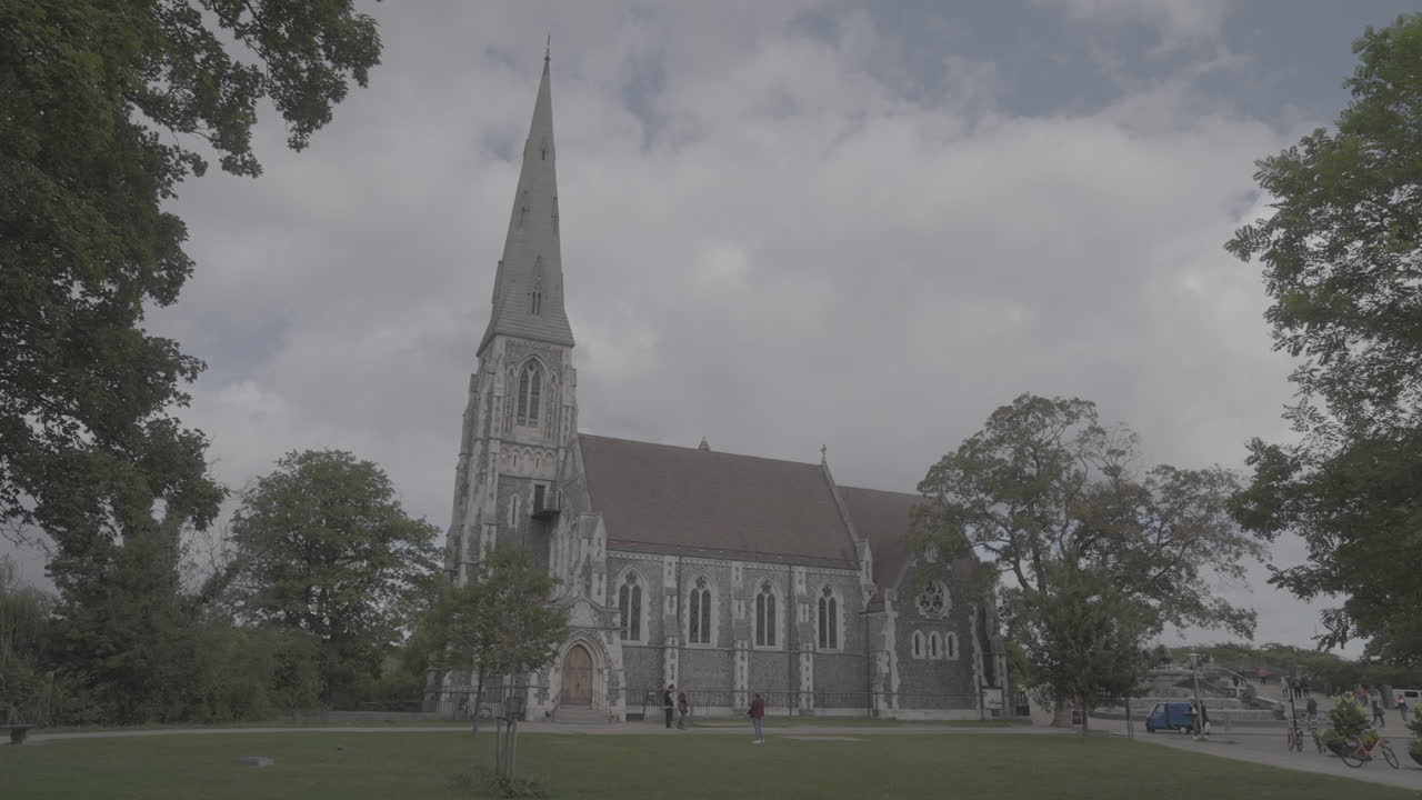 St Alvan church in Copehagen on a cloudy day LOG
