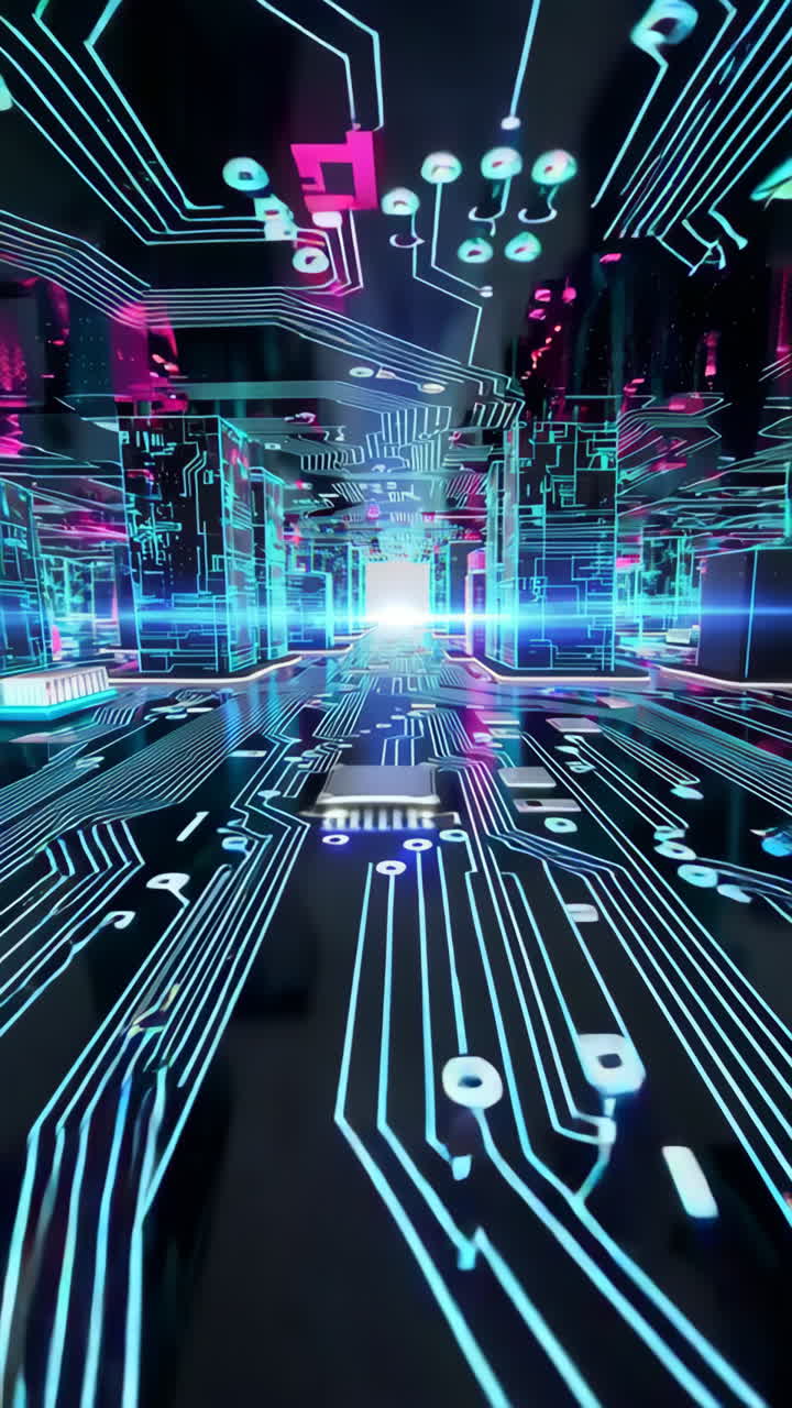 Futuristic Digital Circuit City Pathway