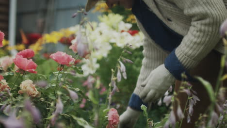 woman tending to flowers in a garden