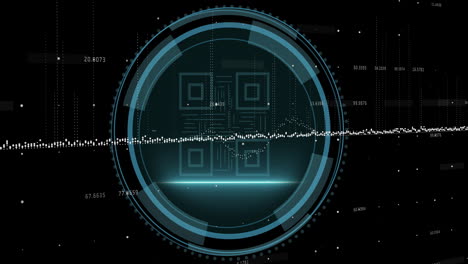 animation of qr code and scope scanning over data processing
