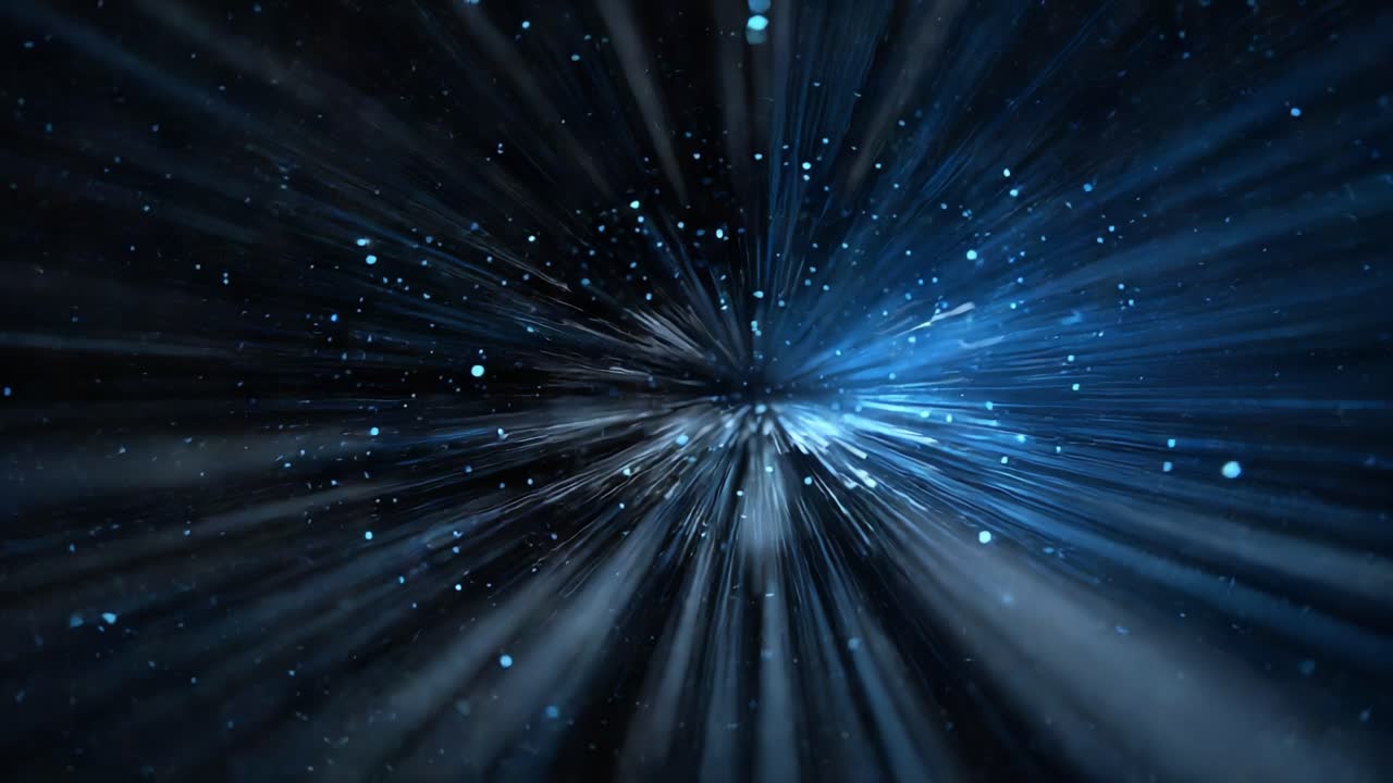 Captivating Visuals of Dynamic Blue Lights Shooting Through a Dark Background, Creating an Ethereal Atmosphere of Speed and Motion