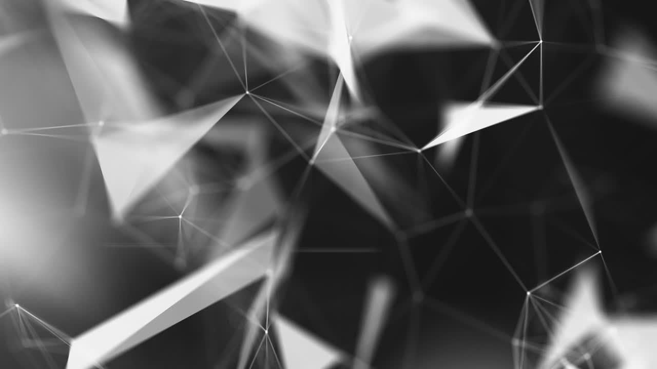 3D Render black white abstract background point and a connecting line for cyber futuristic data network concept with dark and grain rendered