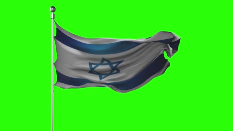 israel national flag waving on green screen. chroma key animation. israeli politics illustration