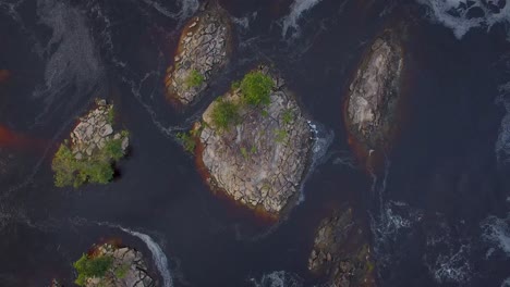 desde la vista superior de islas rocosas en la laguna de canaima, en bolívar, venezuela