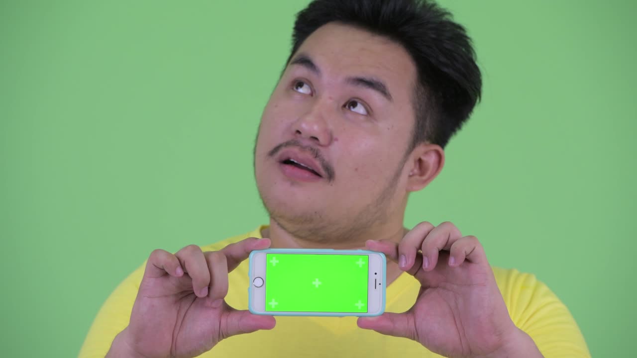 젊은, 잘생긴, 과체중인 아시아 남성